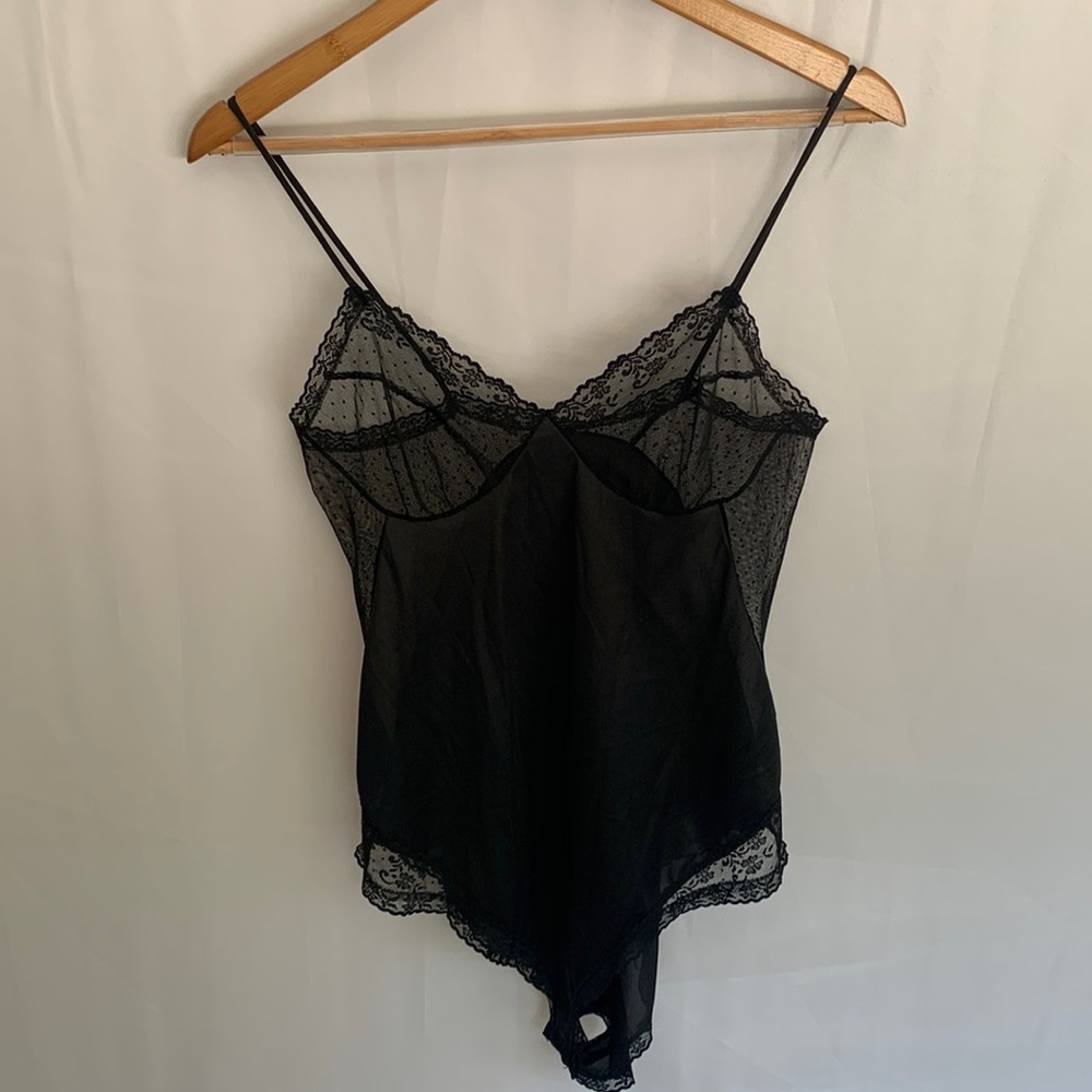 Vintage JCPenney Lace Mesh Black Teddy Bodysuit Size 32 (XS - Small)